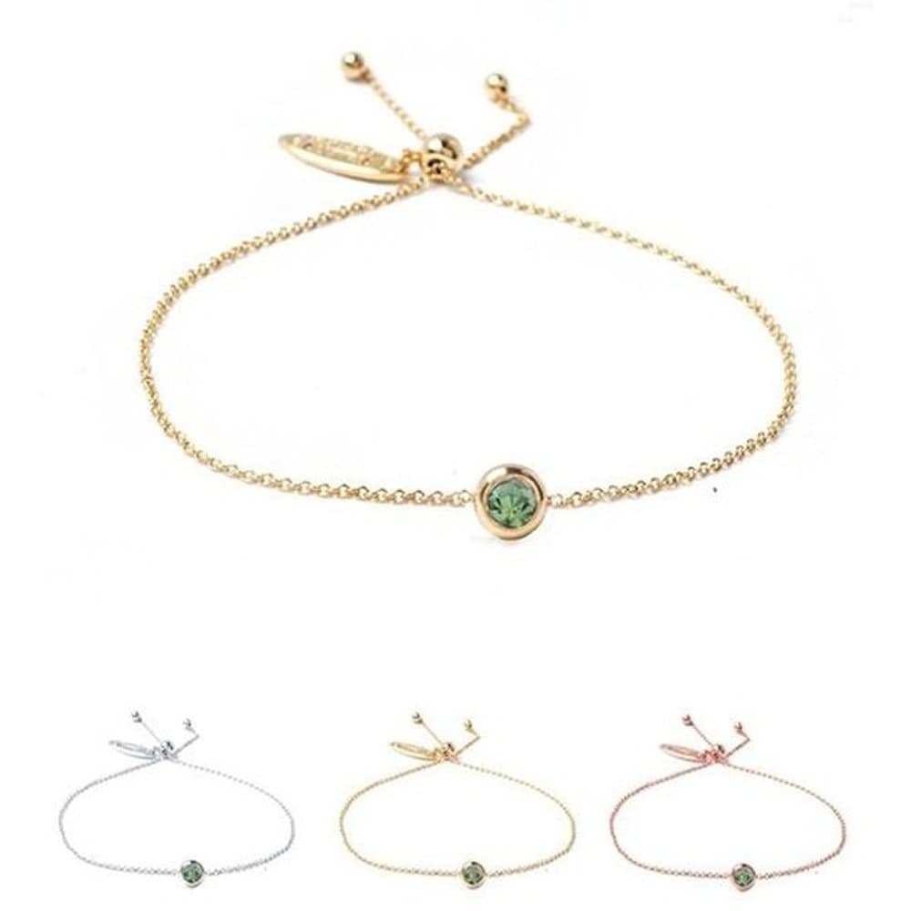 B043 Peridot 4mm Crystal Slide Chain Bracelet Women's Bracelet Friendship Bracelet Couple Bracelet Bracelet Recommendation