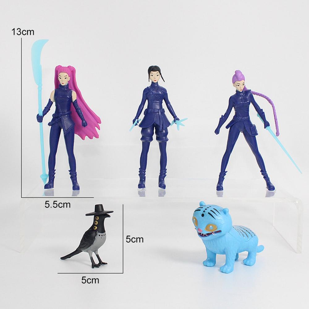 Pcs/Set Anime Kpop Demon Hunters Action Figures Standing Posture Figurine Cute Tigers Crows Model Collection Kid Gift Toy PVC 7 Poseable Articulated