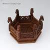 Chicken wing wooden hexagonal platform base Purple clay teapot holder Vase base Living room desktop balcony home decoration