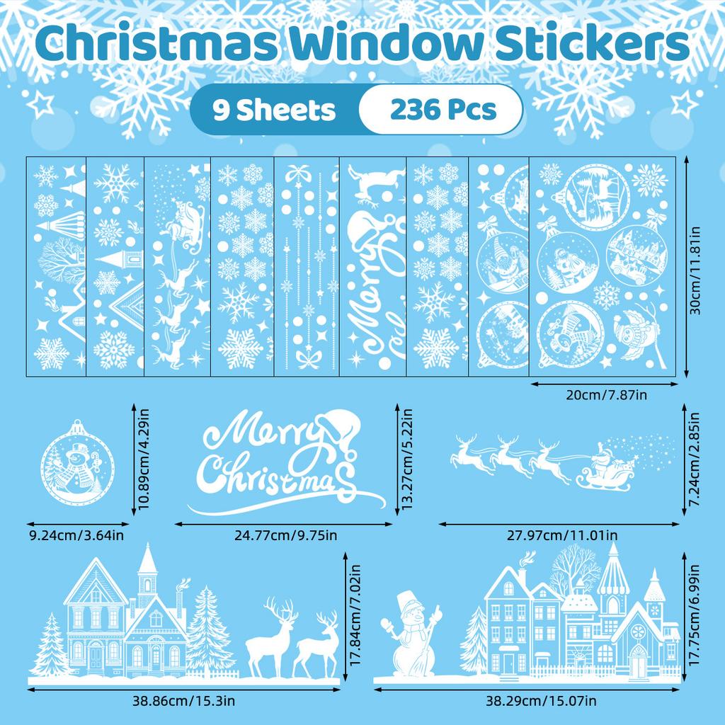 Christmas Static Cling Window Decorations, Glass Decorations, Christmas Tree Stickers