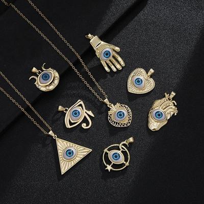 Mode Türkische Glück Bösen blick halskette Frauen 8 Stil Blau Augen Weiblichen Charme Mode Emaille Herz-form palm halskette schmuck