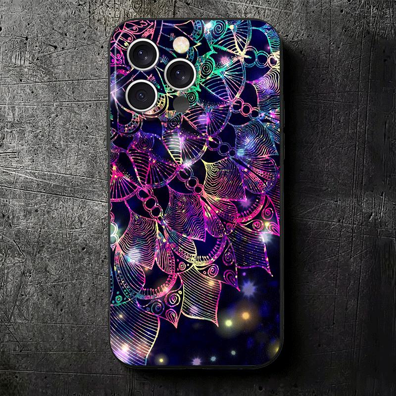 Mandala Sunflower Dreamy Style Soft Phone Case for iPhone 16 16E 17 Air 15 Pro Max 14 Plus 13 Mini 11 12 7 Black Cover Back Shel