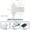 1TB Dual Interface Type-C Metal Rotating USB Flash Drive, Compatible with Apple Phones.