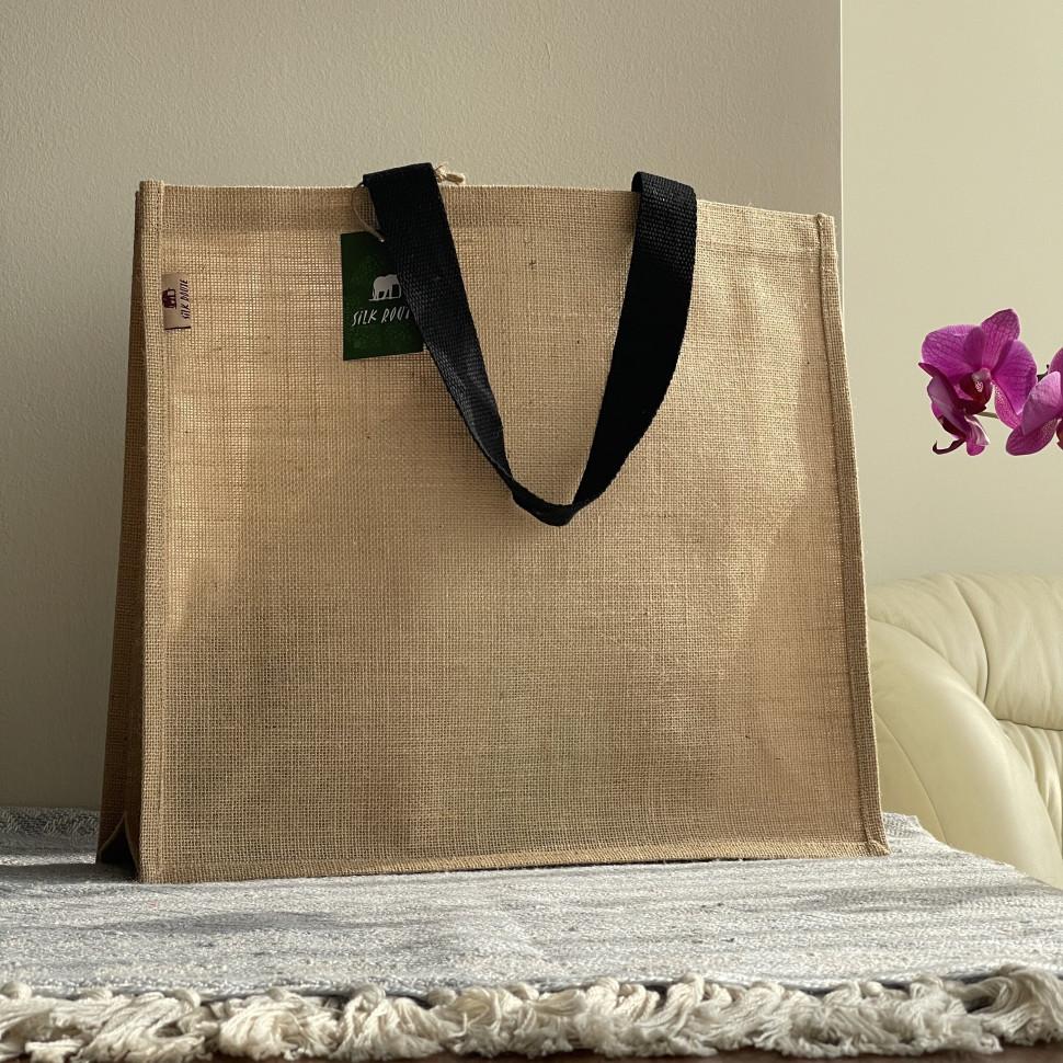 

Jute Shopping Bag Eco Shopper Beach Bag SRBG-29 Eco Black Handles