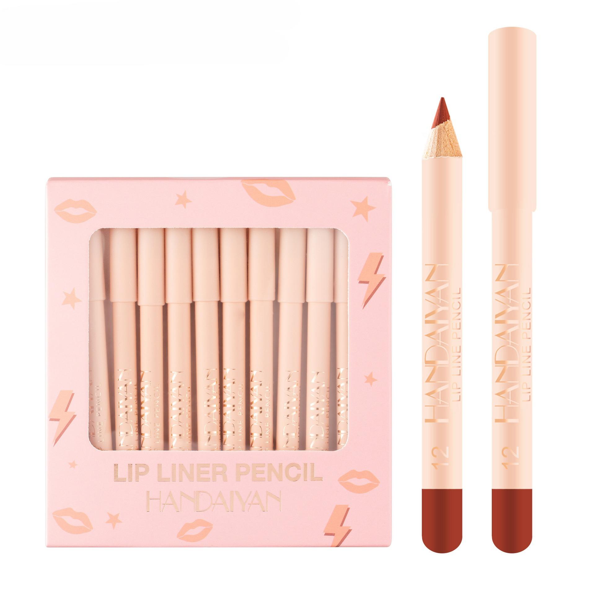 12-piece Matte Lip Liner Set - Velvet Non-fading Lip Liner and Lipstick Set 12pcs