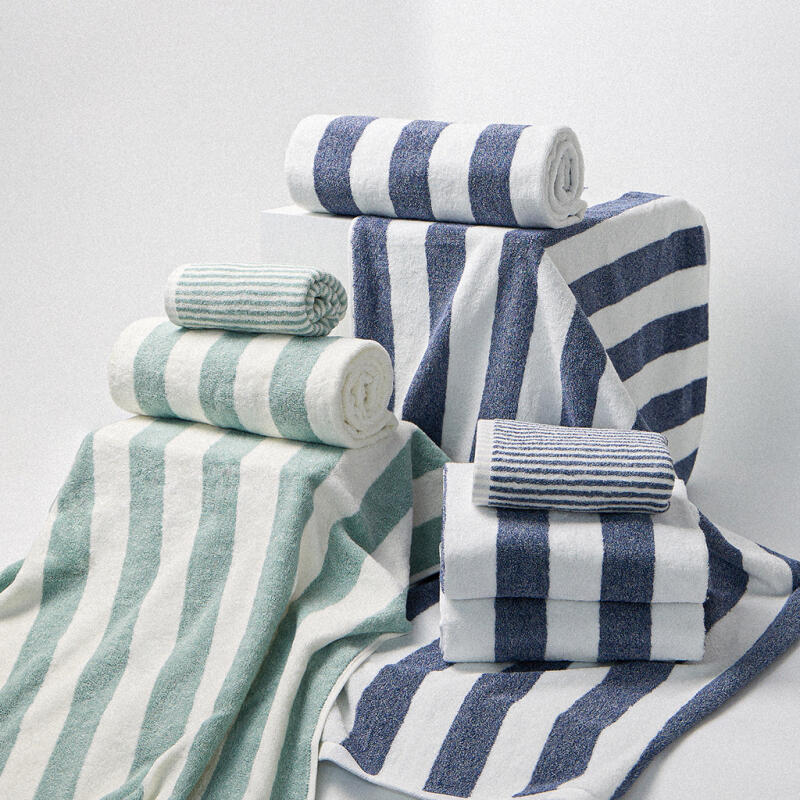 

Pre-dyed Striped Large Beach Towel 30 count 450g Bath Towel green