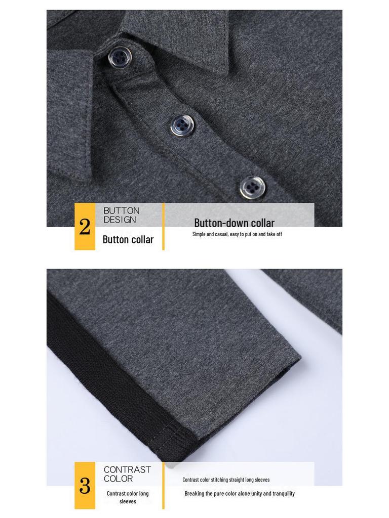 Lapel Long-Sleeved Cotton T-Shirt for Women - Plus Size, Loose Fit, Pure Cotton