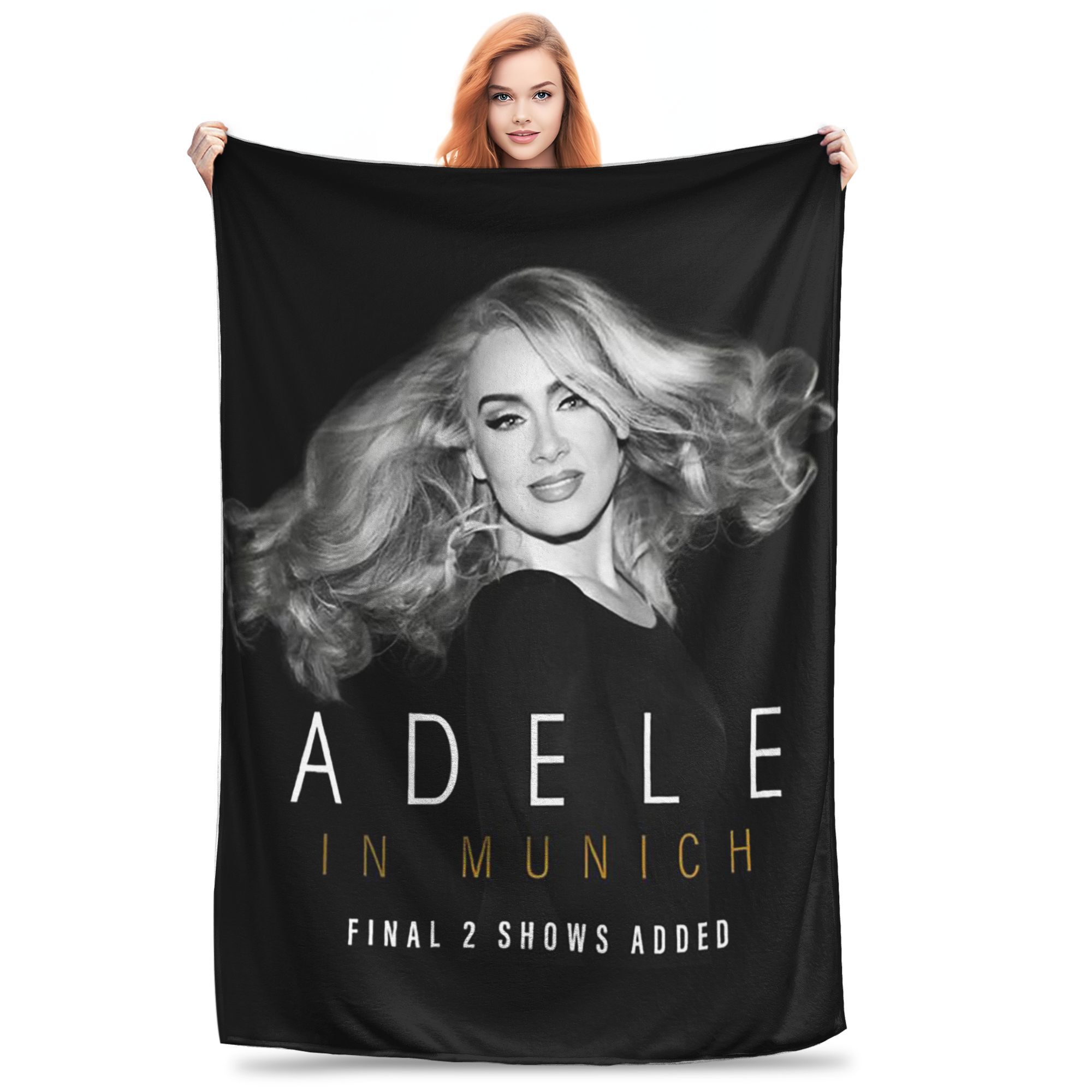 Flannel Throw Blanket Cool Singer Adele Tour 2024 Music Album Warm Plush Blankets Soft Bedding for Bed Living Room Travel Couch 75X95CM