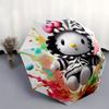 1pc Hello Kitty Zebra Print Hoodie with Automatic Opening Umbrella - Portable Folding Design, 8-Rib Iron Frame Outdoor Umbrella, Ideal Gift for Fans,