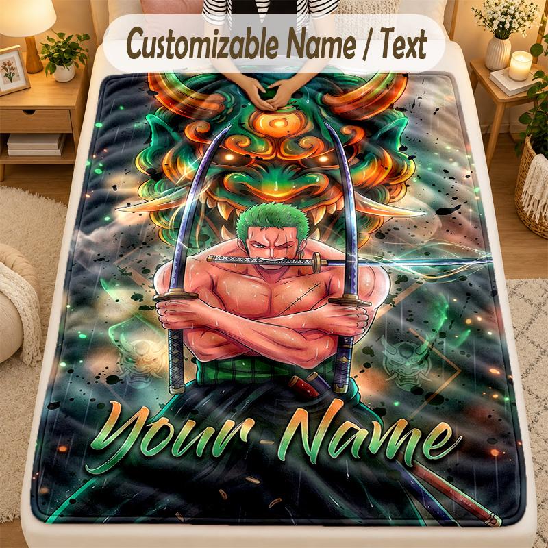 Flannel BlanketOne Piece Custom Name Text Personalized Soft Warm Throw Blanket Home Decor Gift