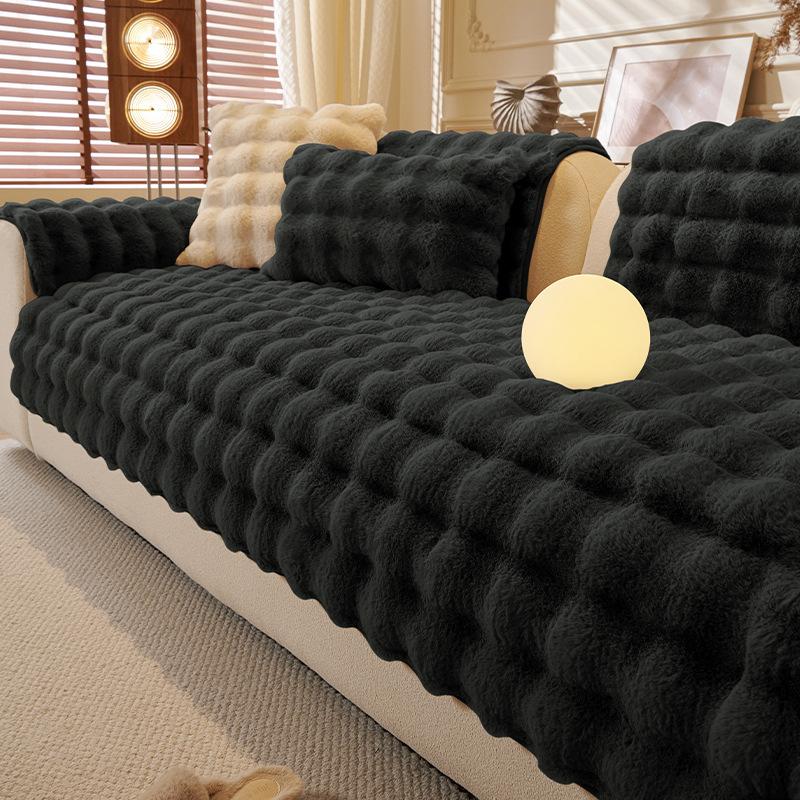 Internet Celebrity Tutu Velvet Sofa Cushion  Autumn And Winter New French Retro Plush Seat Cushion Fixed Non-Slip Cover