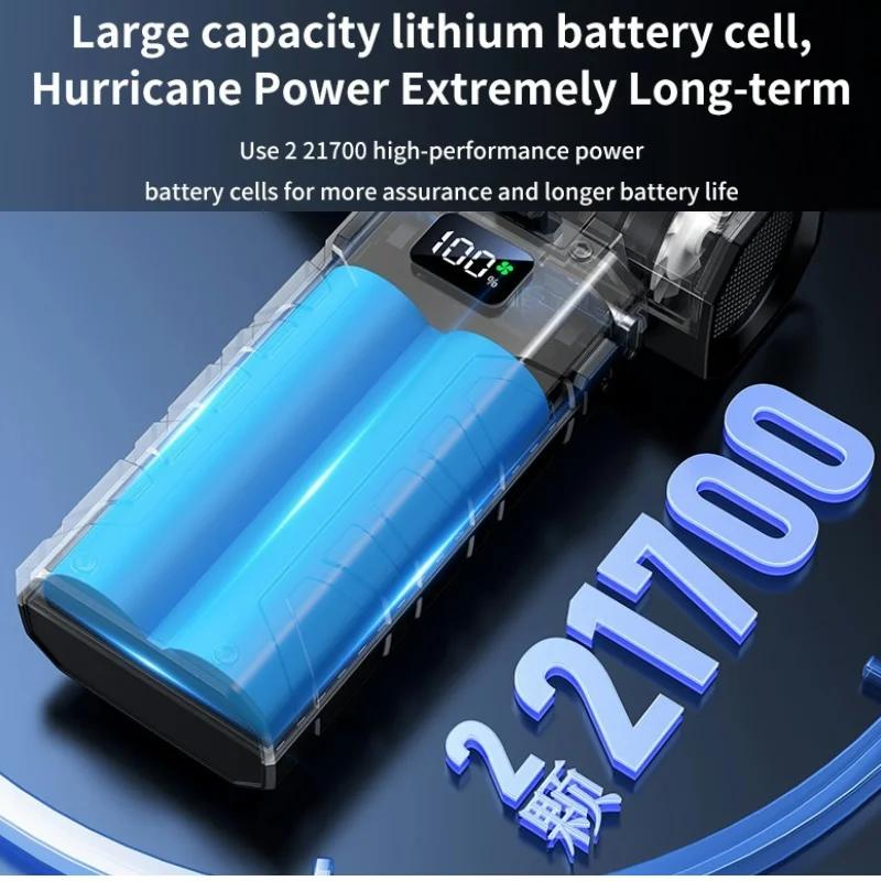 Mini Air Blower 160000 RPM Handheld Electric Turbo Jet Fan 52m/s Wind Speed Brushless Motor Violent Fan with LED Display