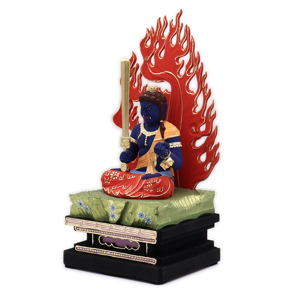 Special Buddhist Statue Acala Seated Statue Inches Height 32 Width 15 Depth Made of Cypress Wood Flame Square Rock 1105 Kurita's [Myo-o] 3.5 (total