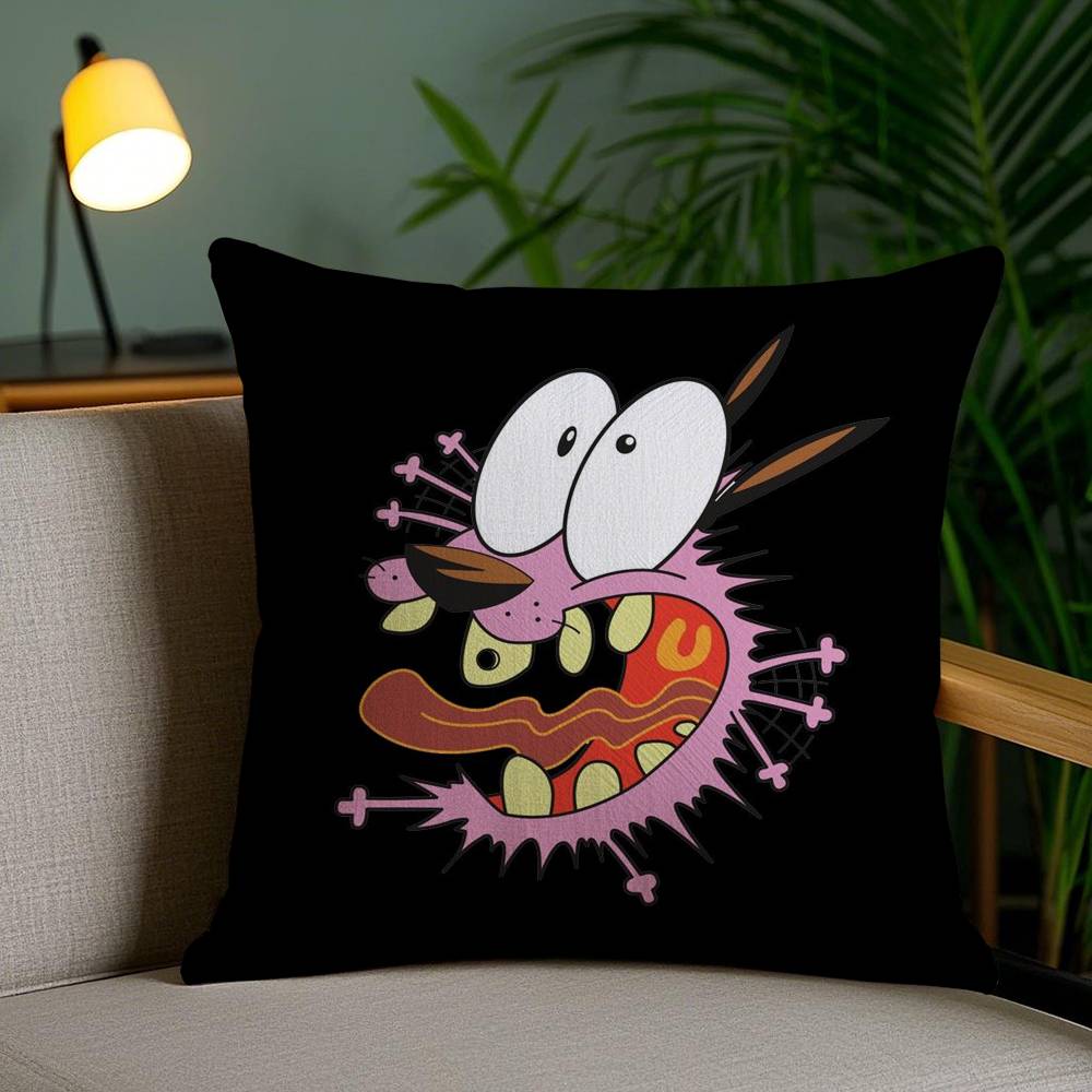 C-Courage Cowardly Dog Pillow Case Home Dorm Chair Back Short Plush Double-sided Printing Office Nap Time Cushion Cover