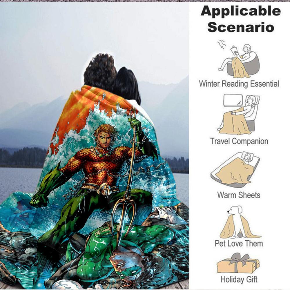 1pc Aquaman, Trident Flannel Throw Blanket Soft, Warm & Cozy for Couch, Bed, Office, and Travel Versatile All Season Gift, Christmas Present