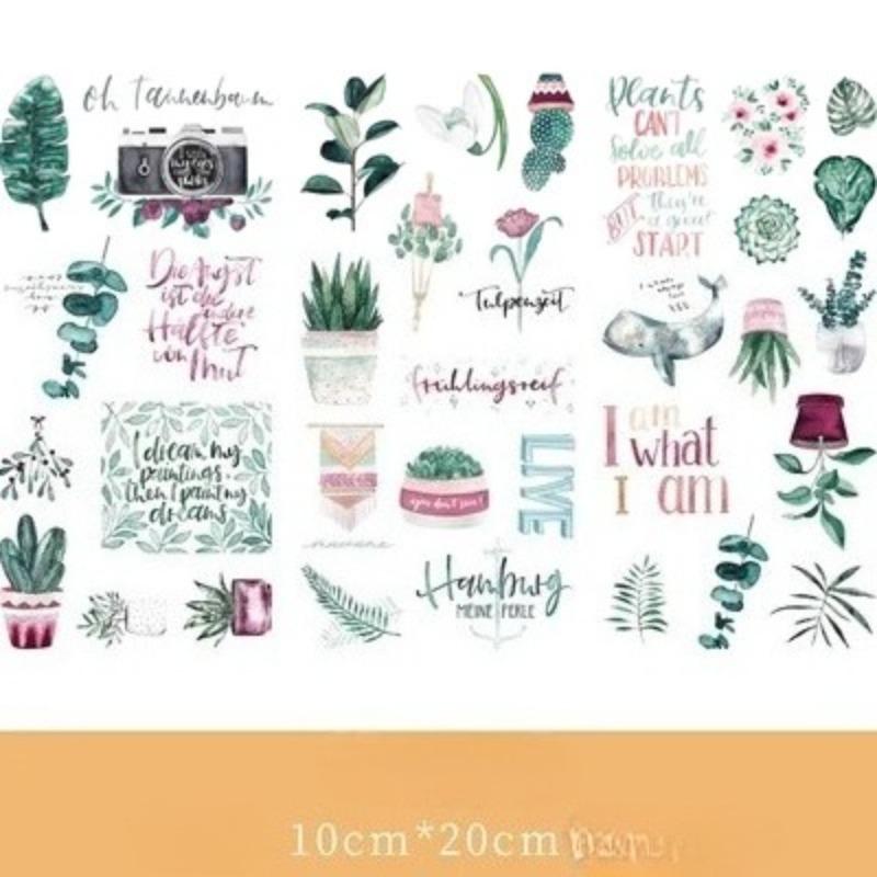 3Pcs Cartoon Flower and Leaf Stickers DIY Diary Stickers Scrapbook Cute Stationery Diary Supplies Material Decoration Stickers