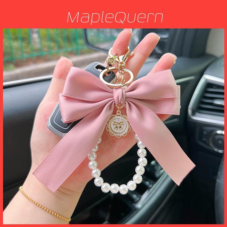Creative Butterfly Pearl Chain Keychain Fashionable Bag Pendant With Personality Tassel Bow Zinc Alloy Material Ideal Gift For Couples Friends And