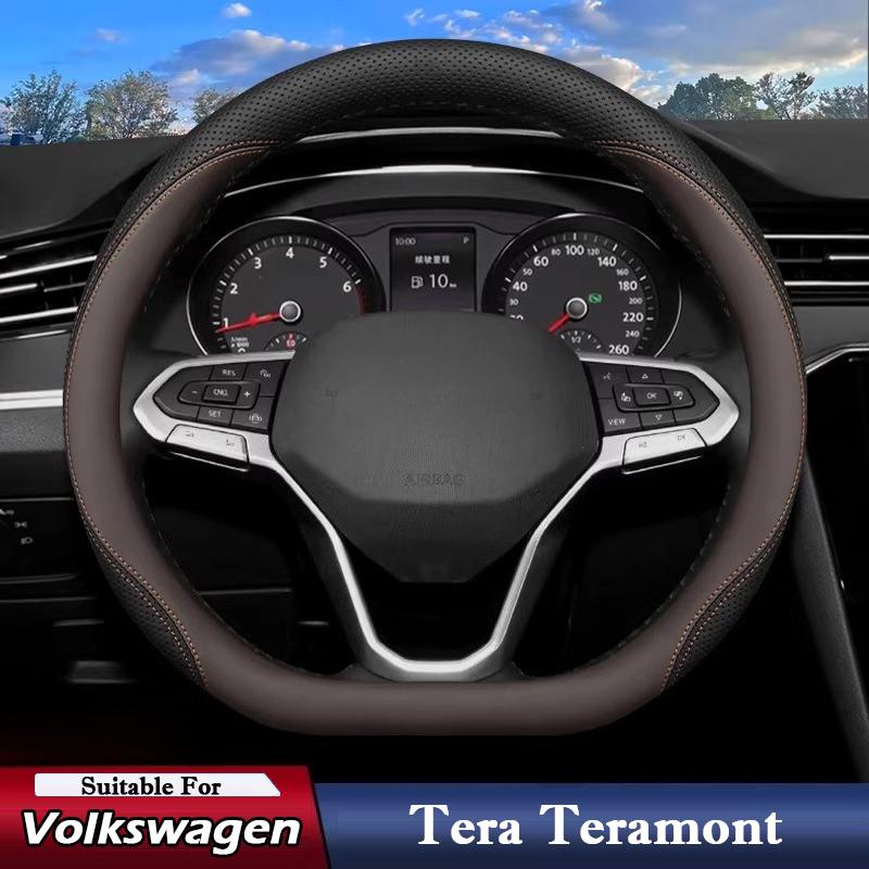 Pro VW Volkswagen Tera Teramont Potah Volantu Kůže Ultratenký Protiskluzový Prodyšný Potah Madla Auta Interiérové Doplňky