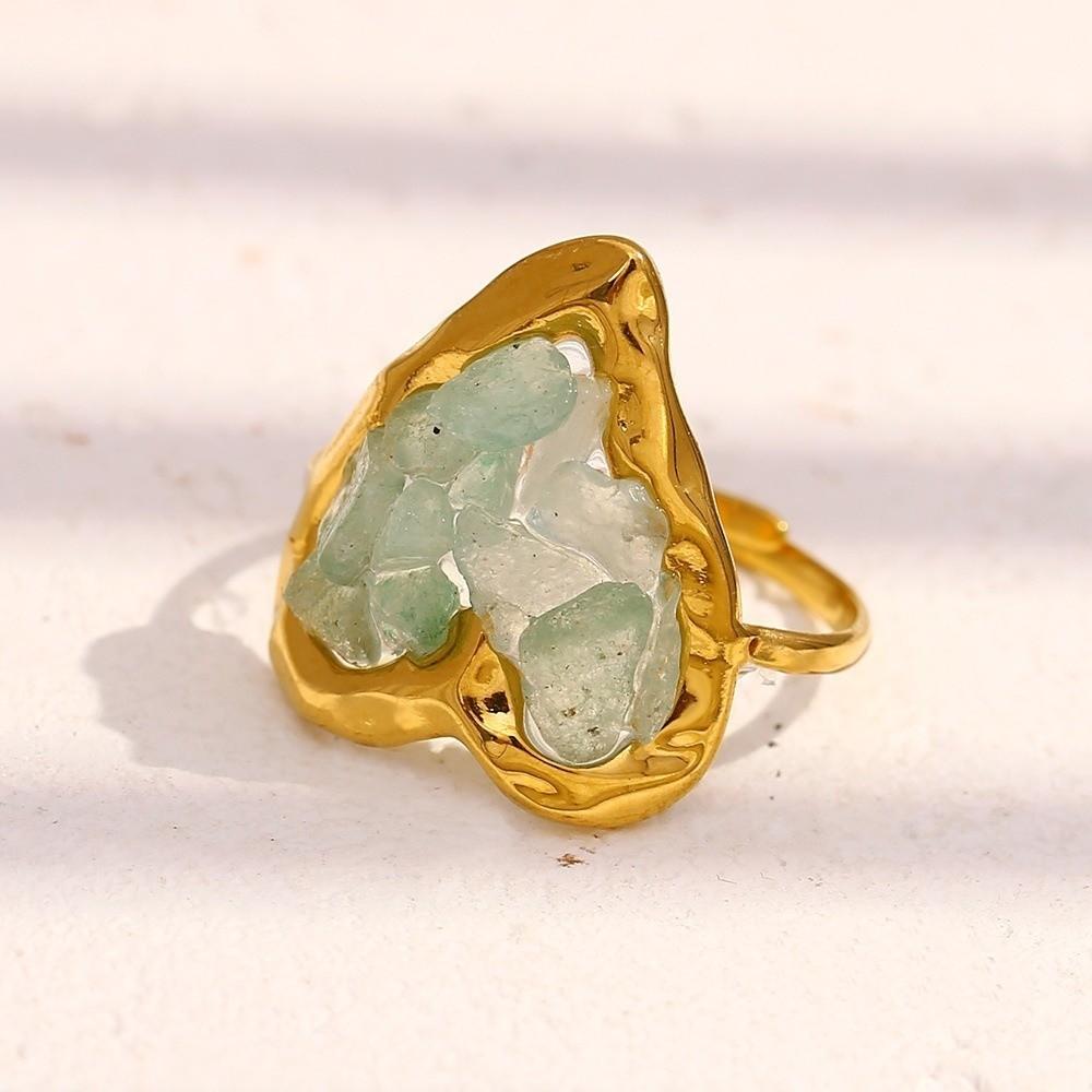 Light Luxury Heart-shaped Stone Ring Vintage Rhinestone Opening Ring Bohemian Ring Women Men
