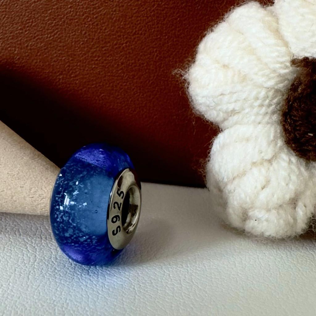 Colorful copper Mini Murano Glass Bead Charms Charm Fits Authentic Bracelets Blue Faceted Murano for Women Necklaces Jewellery