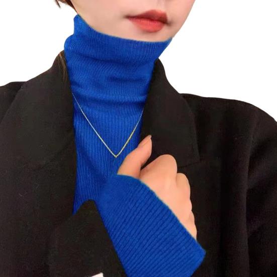 Women Sweater Turtleneck Long Sleeve Solid Color Bottom Tops High Elasticity Regular Fit Knitting Tops Knitwear