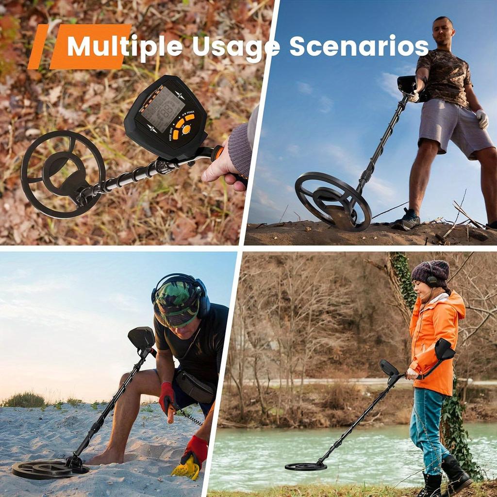Higher Accuracy Gold Detector with Bigger LCD Display, 6 Professional Modes, Adjustable Metals Detectors, 10" Coil Metal Detecto