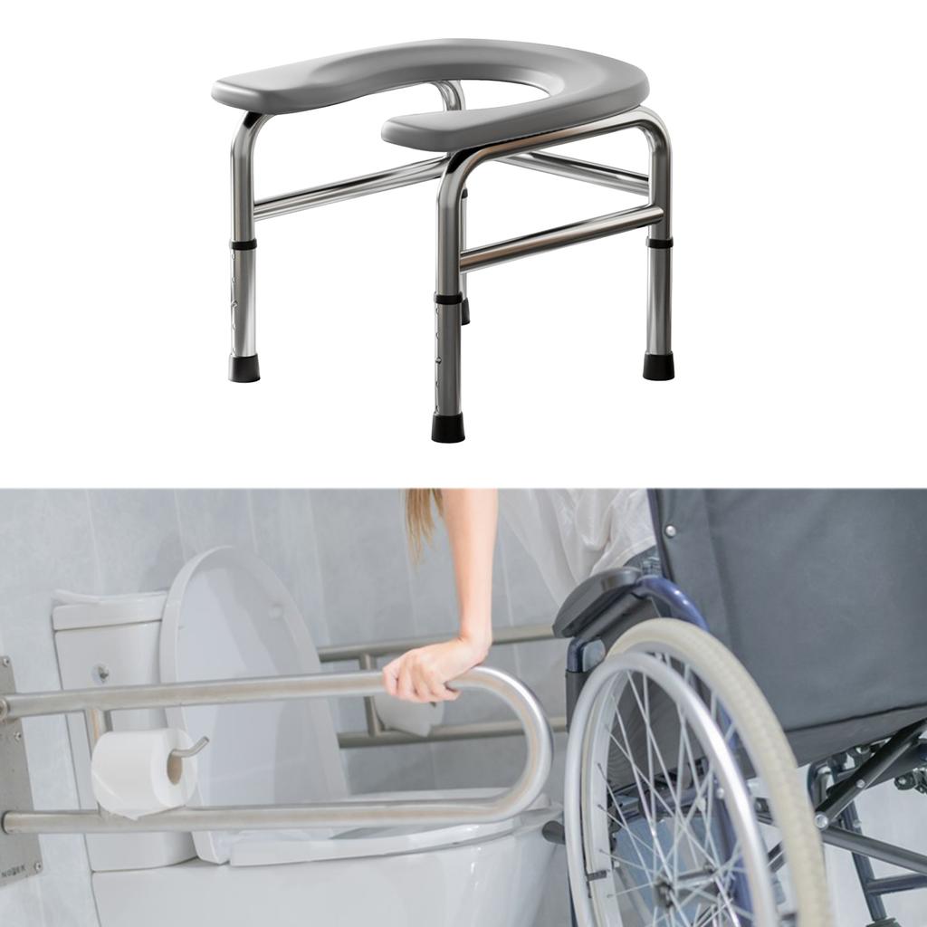 Raised Toilet Seat Bathroom Anti Slip Comfortable Shower Chair Multi Uses Heavy Duty Washable Commode Stool for Elderly Seniors