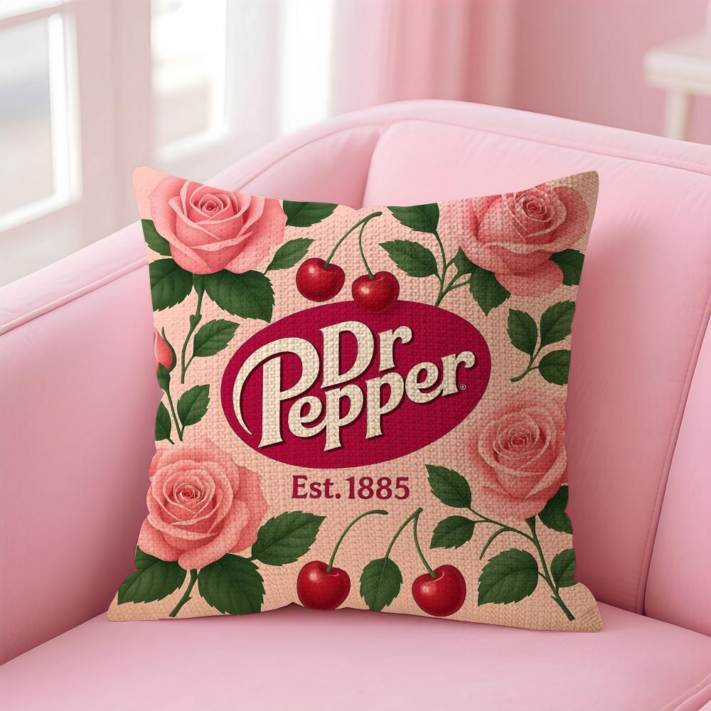 

CCherry Drink DrPepperR Cushion Cover Natural Linen Pillow Case DoubleSided Print Decorative Sofa Pillowcase Home Decor Gift 30x30cm