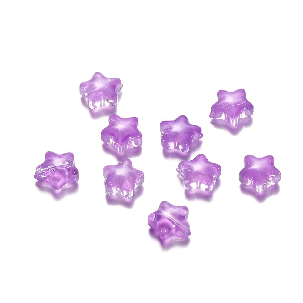 30pcs 8mm Colorful Five-pointed Star Glass Beads Loose Spacer Beads for DIY Handmade Jewelry Making Bracelet Accessories
