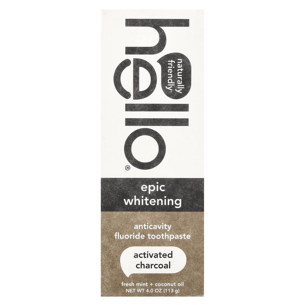 Activated Charcoal Epic Whitening Fluoride Toothpaste with Cool Mint and Coconut Oil, 113G (4.0Oz)