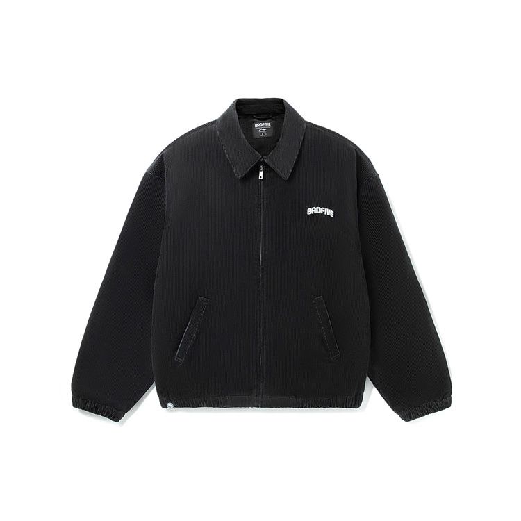 Lining Polo Collar Loose Short Cotton Jacket Men Jacket Black AJMR021-3
