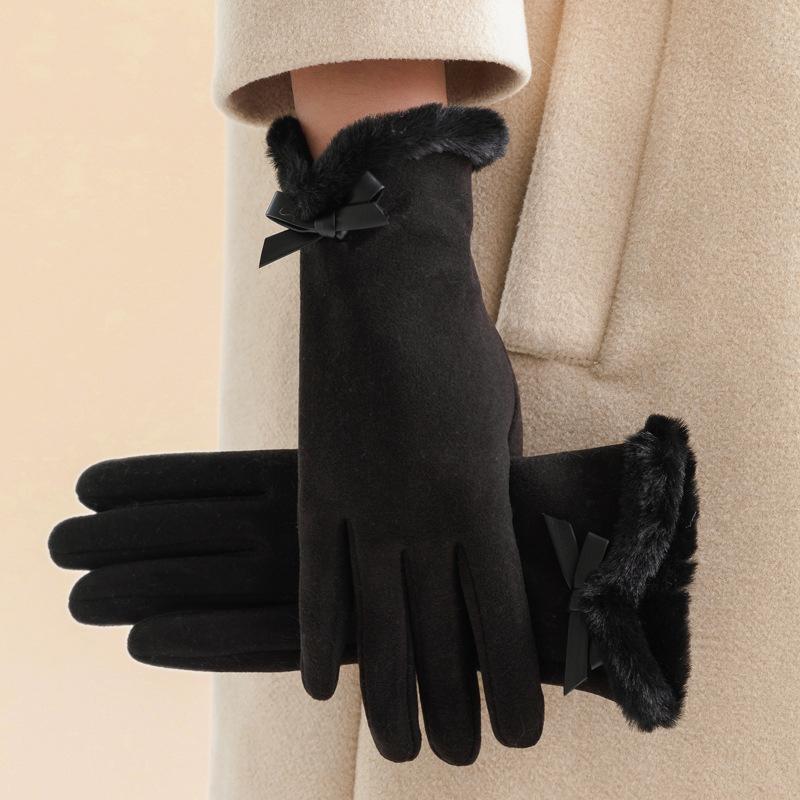 Women's Winter Thick Plush Gloves Fashion Warm Suede Imitation Cashmere Outdoor Guantes Lady Touchscreen Driving Mittens