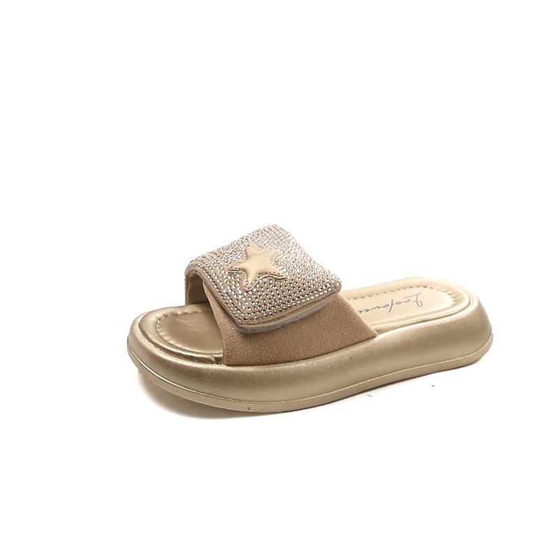 

Top Quality Sandalias Girl Slippers Bling Rhinestone Children Sandals Platform Fashion Shiny Kids Casual Shoes Crystal 36