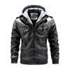 European and American foreign single autumn and winter clothing WISH men's leather jacket men's PU leather hooded leather jacket two-piece set
