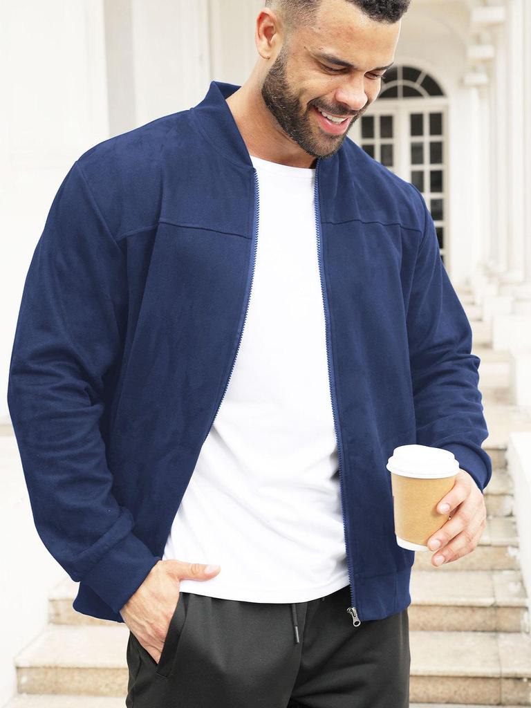 Men's European and American Fashion Suede Plush Lightweight Hoodie Jacket