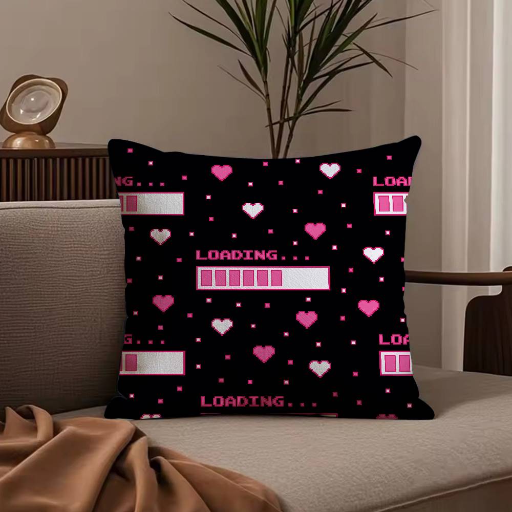 Valentine's Day Stickers X Pillow Case Anti-dustmite Pillowcase Invisible Zipper Silky Short Plush Sofa Cushion Cover