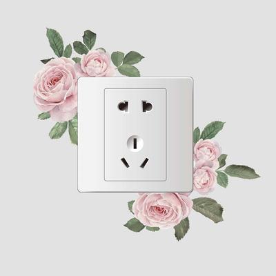Rosas rosadas se utilizan para el dormitorio, la sala de estar y el interruptor de entrada con pegatinas para embellecer la pared del hogar.