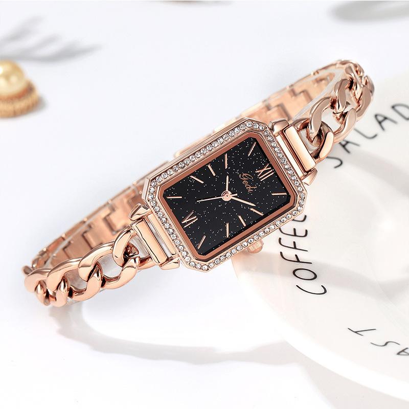 Luxury Rhinestone Denim Belt Bracelet Watch Women'S Niche Temperament Steel Belt Square Quartz Waterproof Watch