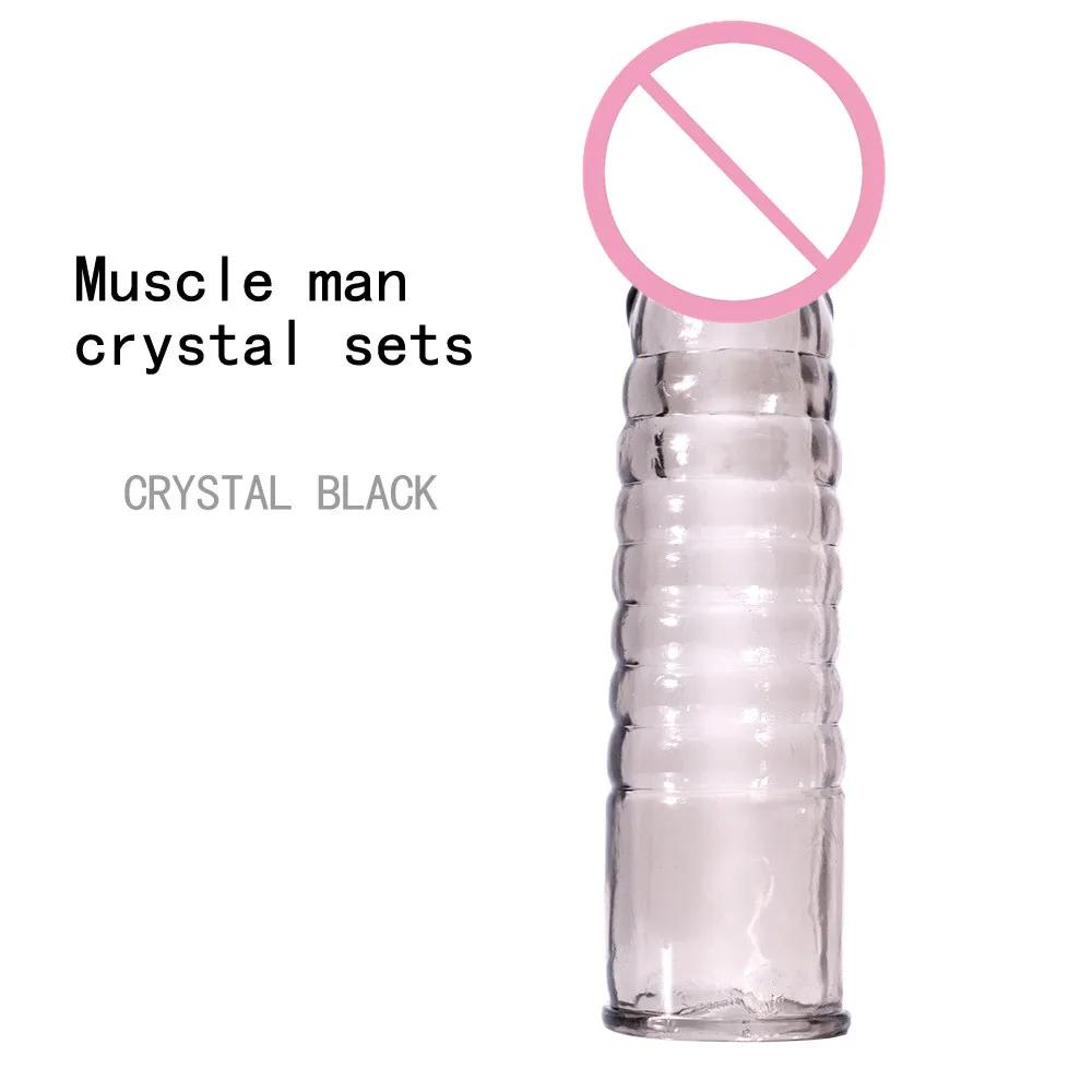 1PC Reusable Extension Condom Penis Sleeve Male Enlargement Time Delay Spike Clit Massager Cover Crystal Clear Condoms For Adult