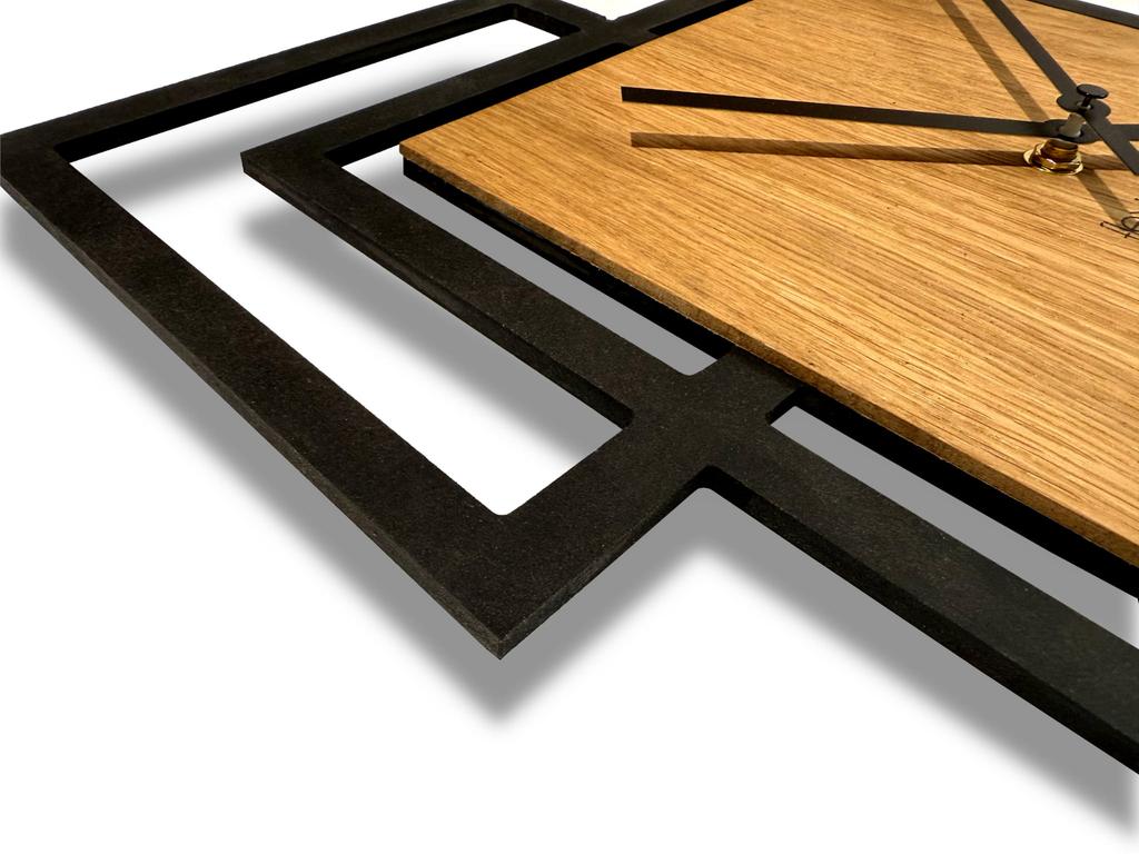 Squares wall clock 40cm black wooden