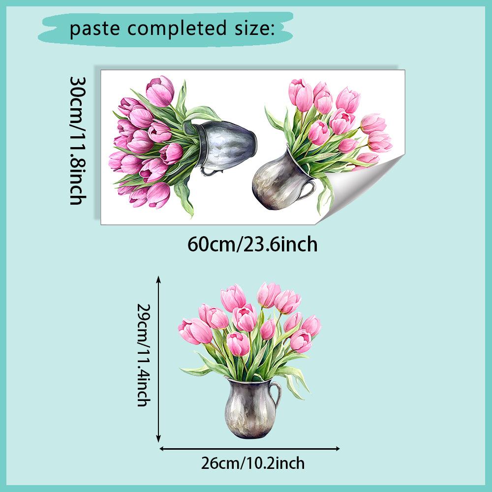 

Pink Tulip Creative Flower Sticker Wall Sticker Bathroom Toilet Decor Living Room Cabinet Home Decoration Decals 30x60cm