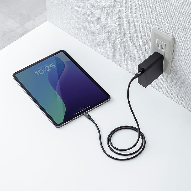 Sanwa Supply USB2.0 Type-C Silicon cable (PD240W/1m/black) KU-CCPES10BK