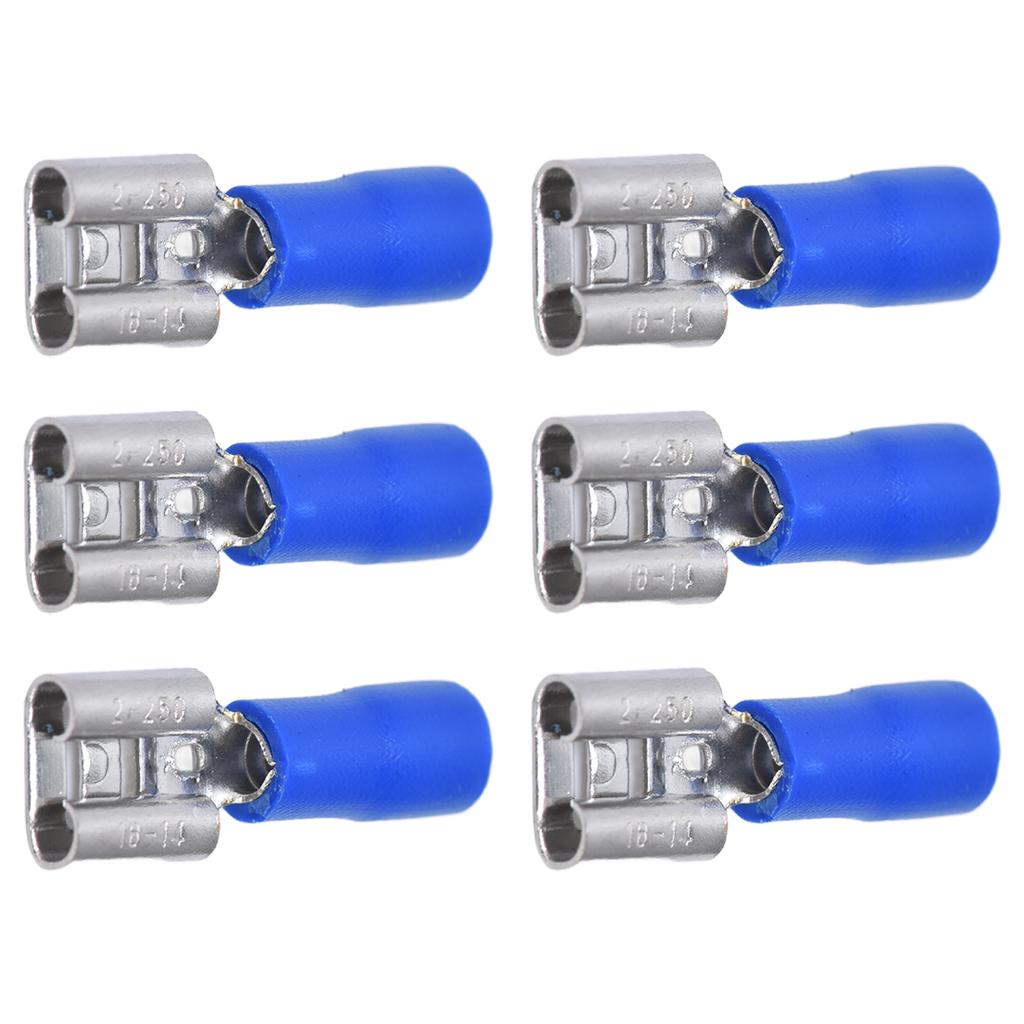 100PCS FDD2250 Spade Connector Conductivity Female Spade Connector with Insulating Shell for 1.52.5mm Cable(Blue )