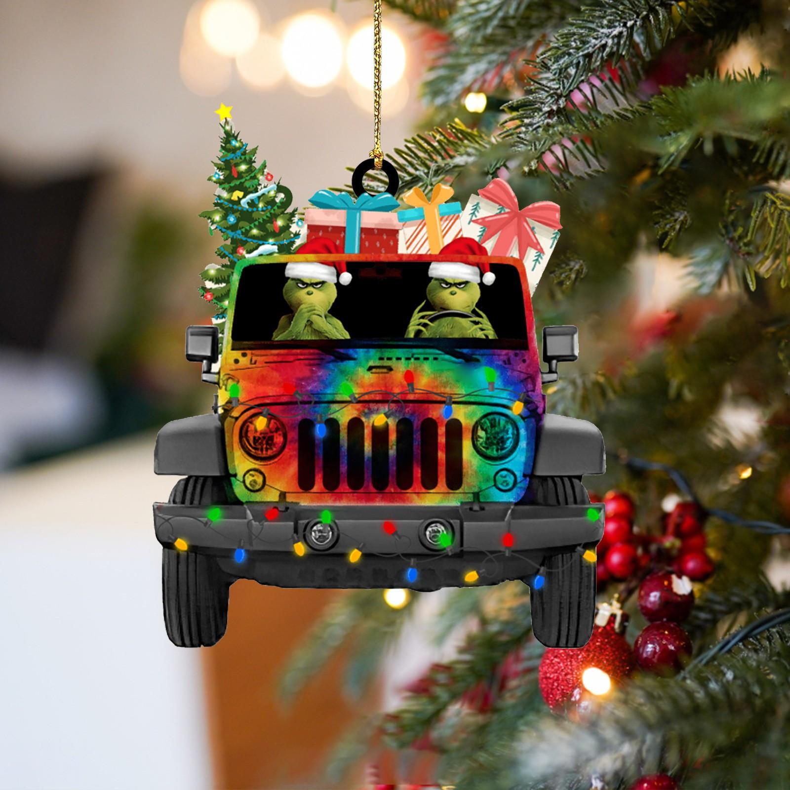 

Украшения для рождественской елки Акриловые украшения для елки в форме автомобиля Подвесные подвески для рождественской елки Декор 2D Плоский One Size