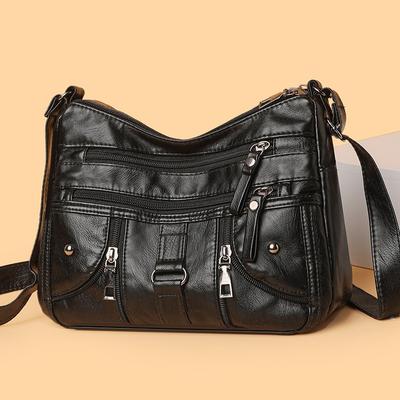 Borsa quadrata piccola a doppio strato 2 nuova borsa da mamma in pelle morbida borsa a tracolla messenger di grande capacità borsa da donna casual da viaggio