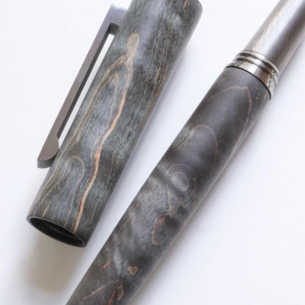 WANCHER Olympus Titan Nocturne Gray Fountain Pen Rhodium MF Medium (Shogun Nib, Plated, Fine)