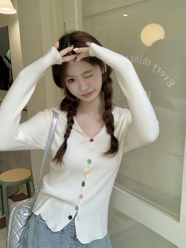 Korean Color Block Long Sleeve Knitted Sweater with Flattering Fit