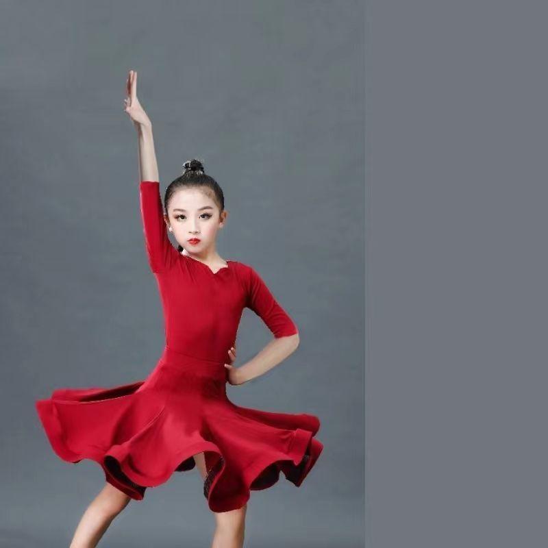 Girl Latin Dresses Dancing Ballroom Dance Dress Rumba Samba Children Samba Cha Cha Tango Skirt Standard Salsa