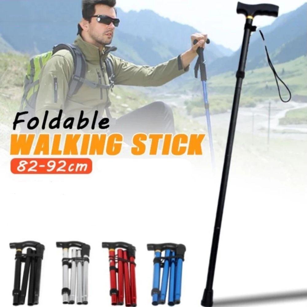 Aluminum Outdoor Trekking Poles Folding Wading Staff Expandable Cross Country Cane  Women