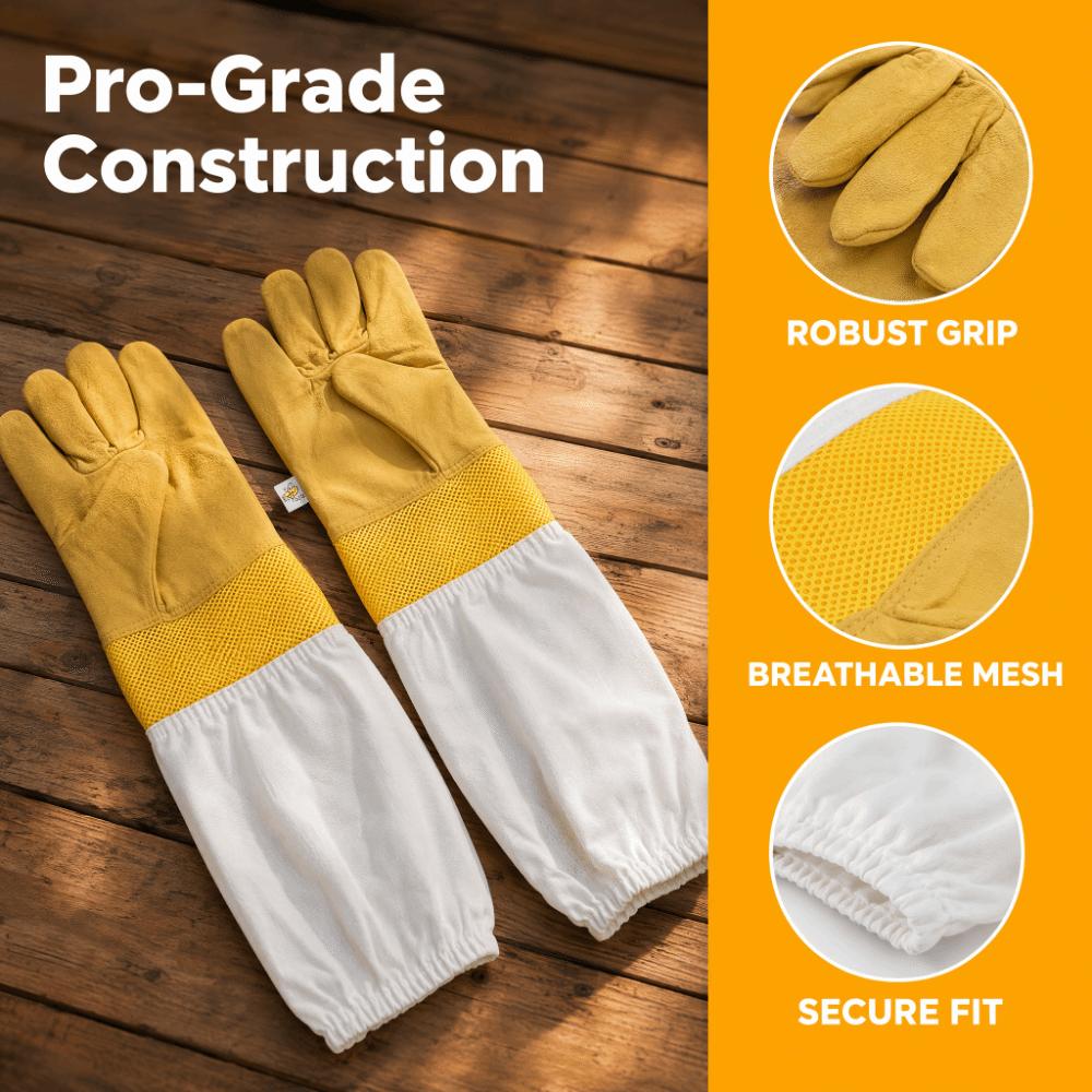 1 pair Extended Sleeves Bee Protective Gloves Faux Sheepskin Beekeepers Gloves  Beekeeper